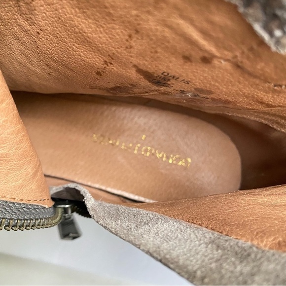 Donald Pliner Dalis Ankle Booties Croc Embossed Gray Leather Boots Womens 8 - Picture 8 of 12